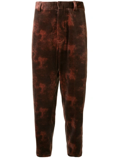 Ann Demeulemeester Bleached Velvet Trousers In Red