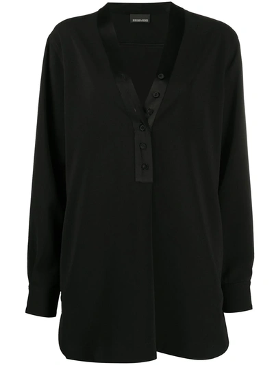 Ermanno Ermanno Long Sleeve Buttoned Blouse In Black