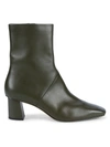 3.1 Phillip Lim / フィリップ リム Tess Square-toe Leather Ankle Boots In Dark Green