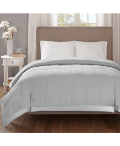 Madison Park Cambria Oversized Down Alternative Satin Trim Blanket, King In Grey