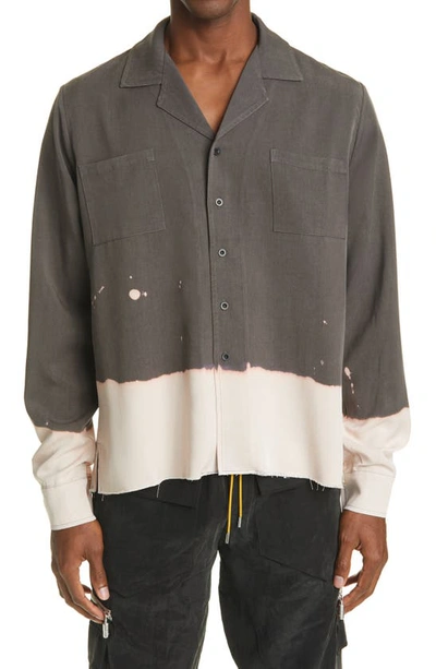 Rhude Bleached Long Sleeve Button-up Shirt In Grey