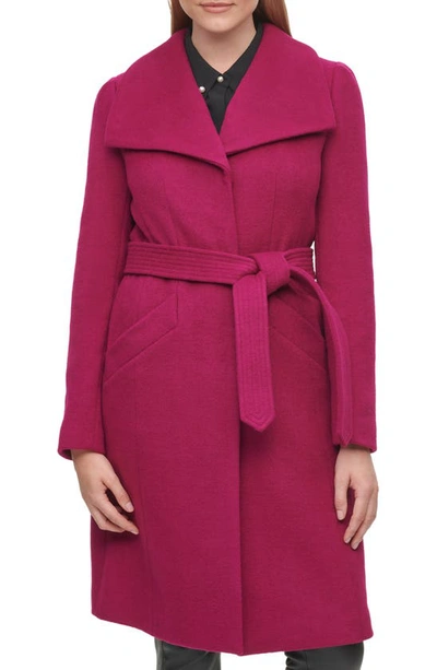 Karl Lagerfeld Women's Single-breasted Belted Coat In Magenta