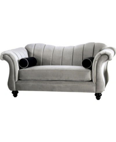 Furniture Of America Avanetti Upholstered Love Seat In Gray