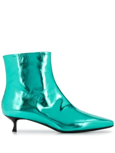 Msgm Metallic Ankle Boots In Blue