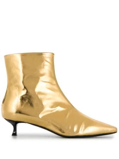 Msgm Pointed-toe Ankle Boots In Gold