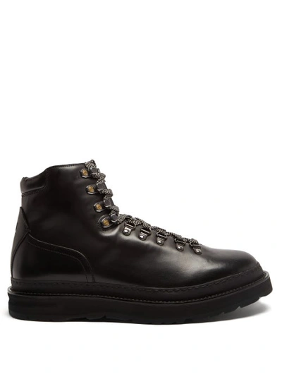 Dunhill Traverse Burnished-leather Boots In Black