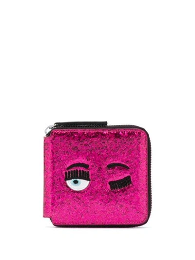 Chiara Ferragni Flirting Glitter Wallet In Fuchsia In Pink