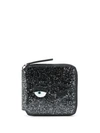 Chiara Ferragni Flirting Glitter Wallet In Black