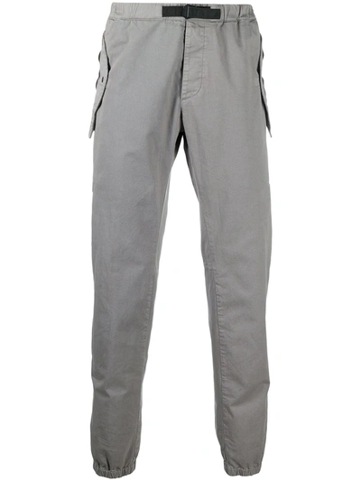 Moncler Tapered Belted Shell-trimmed Stretch-cotton Twill Cargo Trousers In Grey