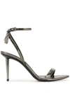 Tom Ford 85mm Lock Lizard-print Leather Sandals In Gray