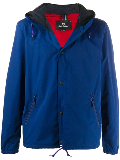 Ps By Paul Smith Lightweight Hooded Jacket In Blue