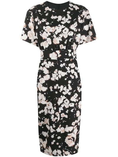 Boutique Moschino Floral-print Pencil Dress In Black