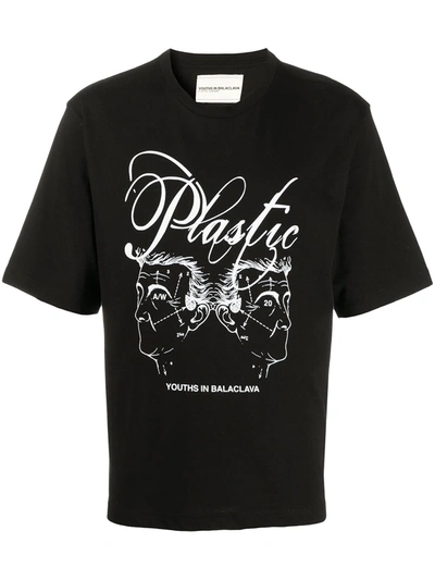 Youths In Balaclava Platic T-shirt In Black