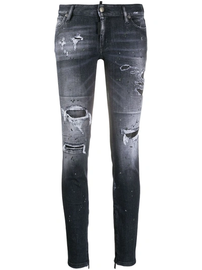 Dsquared2 Ripped Skinny Jeans In Grey