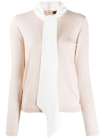 Steffen Schraut Pussy Bow Fine-knit Jumper In Neutrals