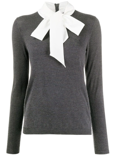 Steffen Schraut Pussy Bow Fine-knit Jumper In Grey