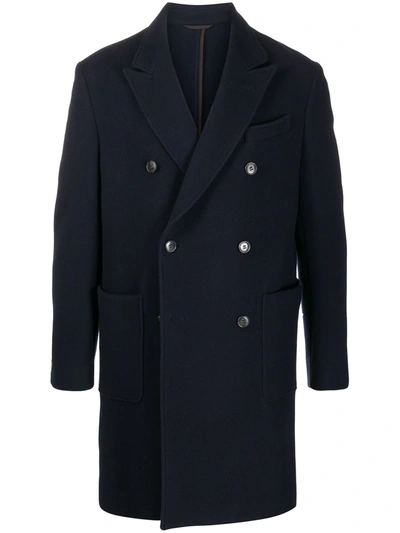 Closed Double Breasted Coat In Blue