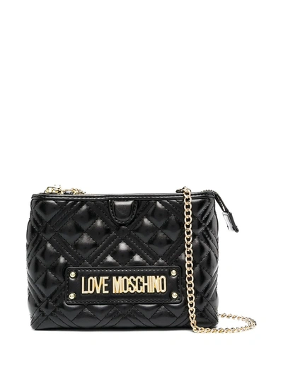Love Moschino Double-pouch Cross-body Bag In Black
