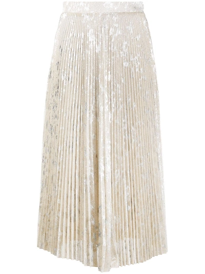 Blumarine Metallic Pleated Skirt In Gold