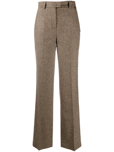 Twinset High-waisted Wide-leg Trousers In Brown