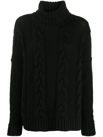 Société Anonyme Cable-knit Roll Neck Jumper In Black