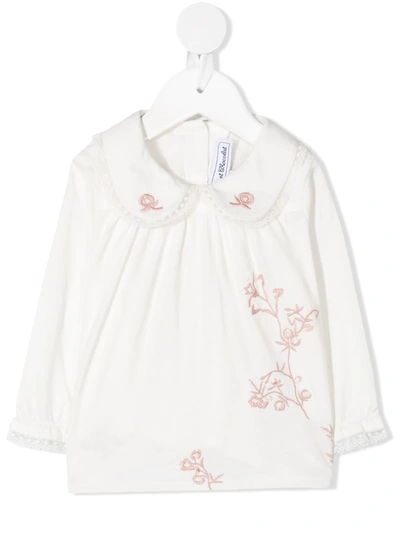 Tartine Et Chocolat Babies' Floral Embroidered Blouse In White