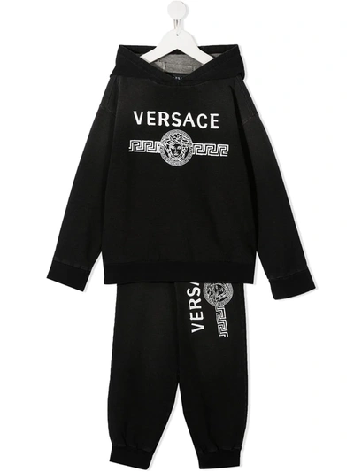 Young Versace Kids' Logo Two-piece Tracksuit In Black