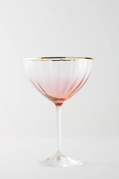 Anthropologie Waterfall Coupe Glass By  In Pink Size Coupe Stem In Pink