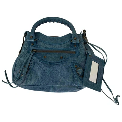 Pre-owned Balenciaga First Blue Leather Handbag