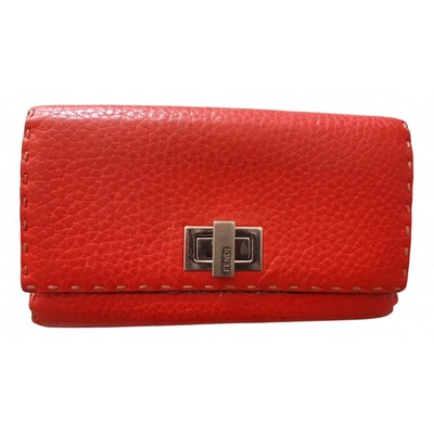 Pre-owned Fendi Red Leather Wallet