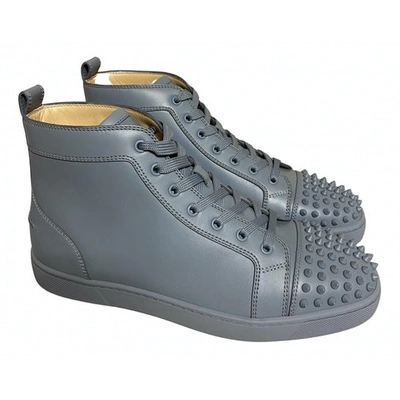 Pre-owned Christian Louboutin Louis Grey Leather Trainers
