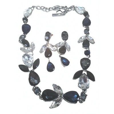 Pre-owned Oscar De La Renta Navy Crystal Jewellery Set