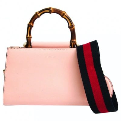 Pre-owned Gucci Bamboo Pink Leather Handbag