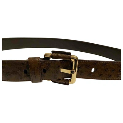 Pre-owned Bally Brown Ostrich Belt