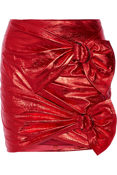 Isabel Marant Doll Metallic Leather Mini Skirt In Metal Red | ModeSens