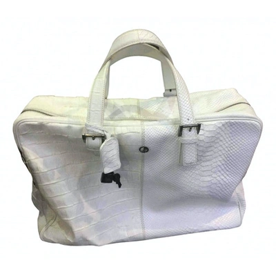 Pre-owned Giorgio Armani Leather Handbag In White