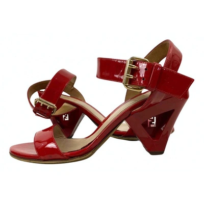 Pre-owned Fendi Patent Leather Sandals In Red