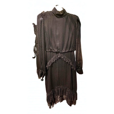 Pre-owned Saloni Silk Mid-length Dress In Black