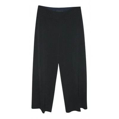 Pre-owned Donna Karan Wool Large Trousers In Navy