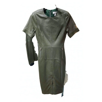 Pre-owned Rebecca Vallance Leather Mid-length Dress In Green