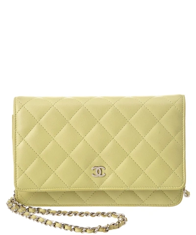 Chanel Green Quilted Lambskin Wallet On Chain' In Green Multi