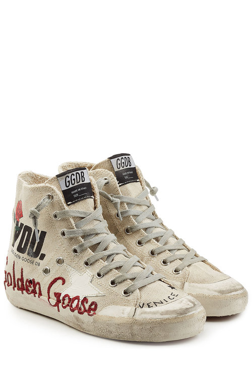 Golden Goose Ivory Glitter Francy High-top Sneakers In Multicolored ...