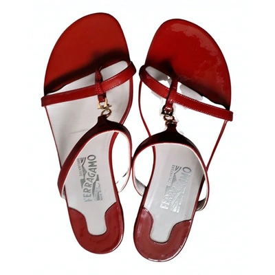 Pre-owned Ferragamo Red Patent Leather Sandals