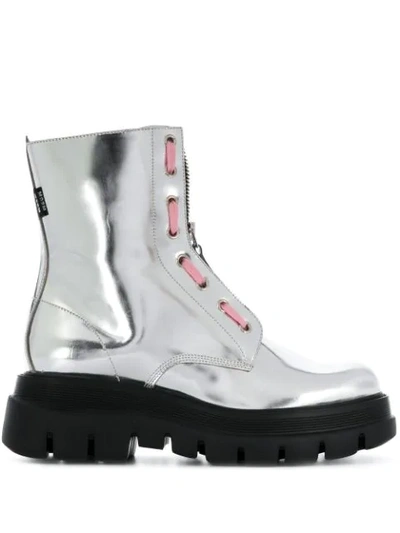 Msgm Metallic Ankle-length Boots In Silver