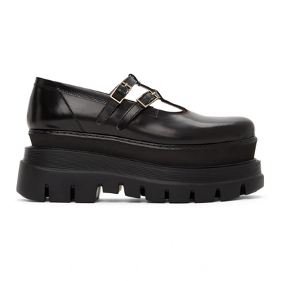 Msgm Black Platform Mary Jane Oxfords In 999 Black