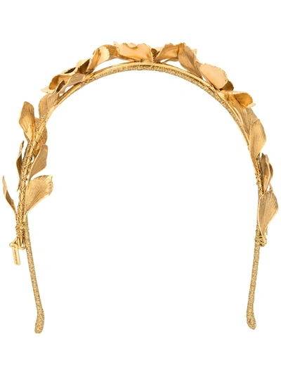 Jennifer Behr Rowena Floral Headband In Gold