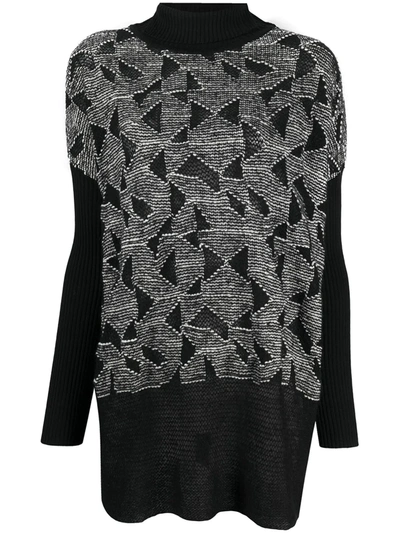 Pierantoniogaspari Jacquard-knit Dolman Sleeve Jumper In Black