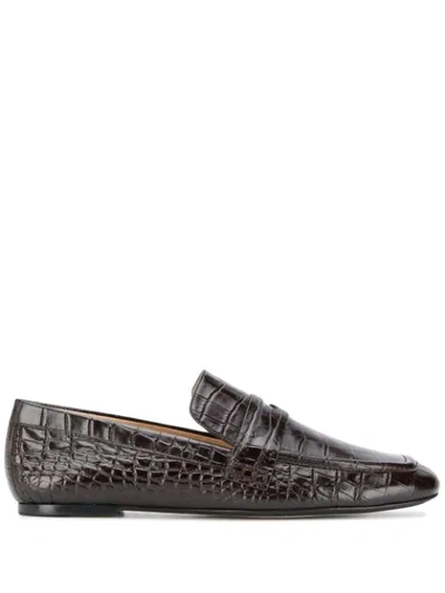 Joseph Croc-effect Embossed Loafers In Brown
