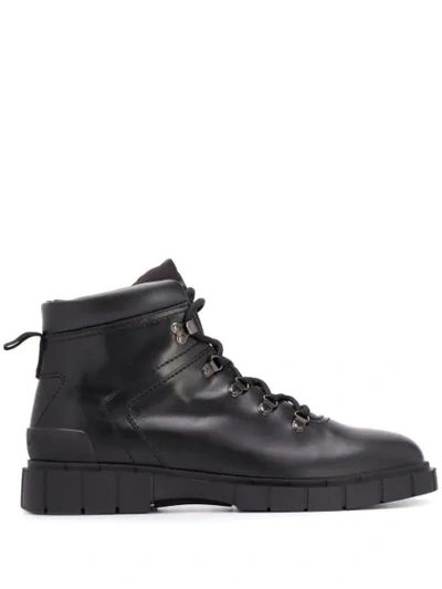 Car Shoe Lace-up Ankle Boots In Black