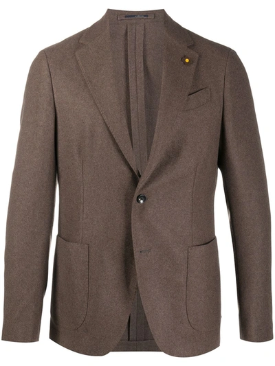 Lardini Single-breasted Blazer In Brown